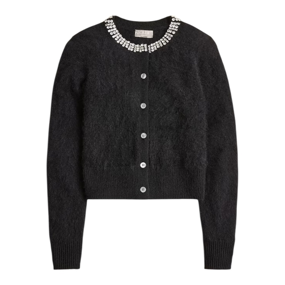 J. Crew Black Cardigan with Embellished Collar